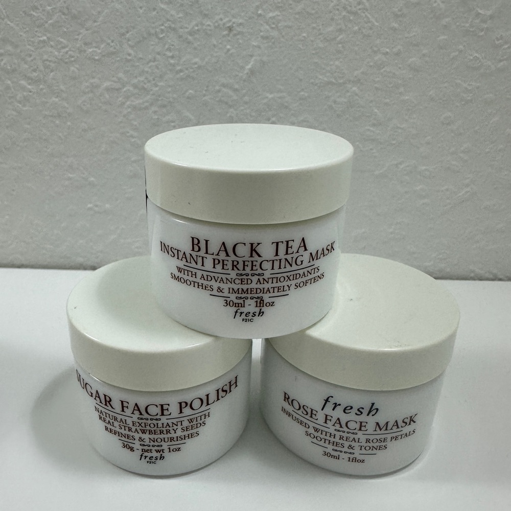 Fresh Black Tea Rose Sugar Face Mask Skincare 3pc Bundle New 1oz Each